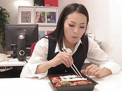 Free Kilo Movies presents: Sexy secretary plays with his cock with her mouth and feet