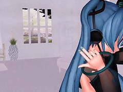 Free Kilo Movies presents: Mmd blue hair cutie with sex toys in pussy and ass gv00103