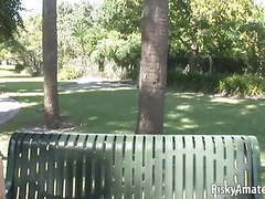 Free Kilo Movies presents: Hottie in short skirt showing her pink pussy outdoors