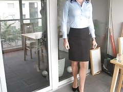 Free Kilo Movies presents: Slinky crossdresser simone ready for the office