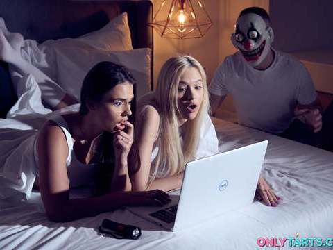 Free Kilo Movies presents: Oh fuck horror movie night leads to hot threesome sex