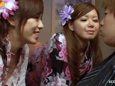 Free Kilo Movies presents: Two japanese step-sisters seduce virgin boy to ffm threesome fuck when home alone