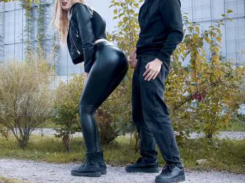 Free Kilo Movies presents: He cums on my latex leggings in public! - clothedpleasures