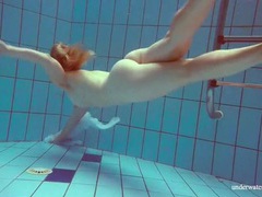 Free Kilo Movies presents: Redhead goes for a nude swim in the pool