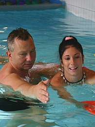 Free Kilo Movies presents: Brunette teenage beauty fucked by a horny swim teaching paps
