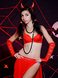 Free Kilo Movies presents: Only one look in the eyes of this fantastic slim teen will tell that she is a little devil inside. No further costume is needed.