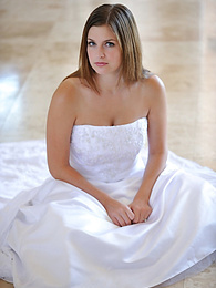 Free Kilo Movies presents: Busty glamorous amateur Danielle models wedding gown indoors & by the pool