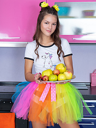 Free Kilo Movies presents: Mind blowing and breathtaking brunette beauty playing with fruits after she gets fully naked for the camera.