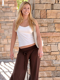 Free Kilo Movies presents: Light-Haired american cutie Summer Solstice removes her clothes and toys her twat