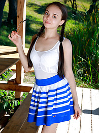 Free Kilo Movies presents: Fresh-Faced russian beauty Mia Grandy gets totally naked on a picnic table in a garden